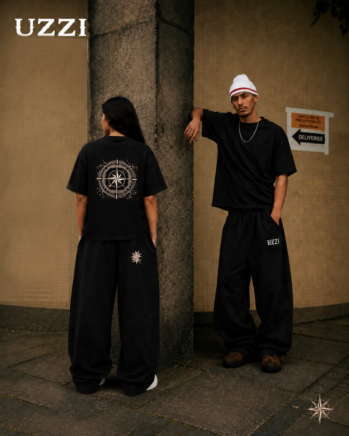 Black UZZI Compass Tee