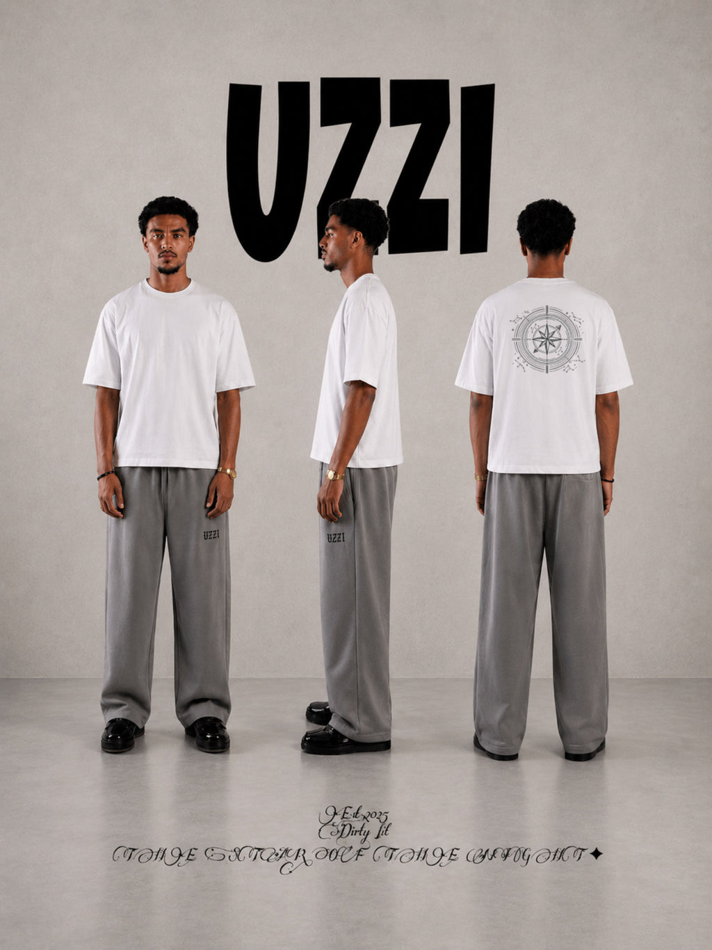 White UZZI Compass Tee
