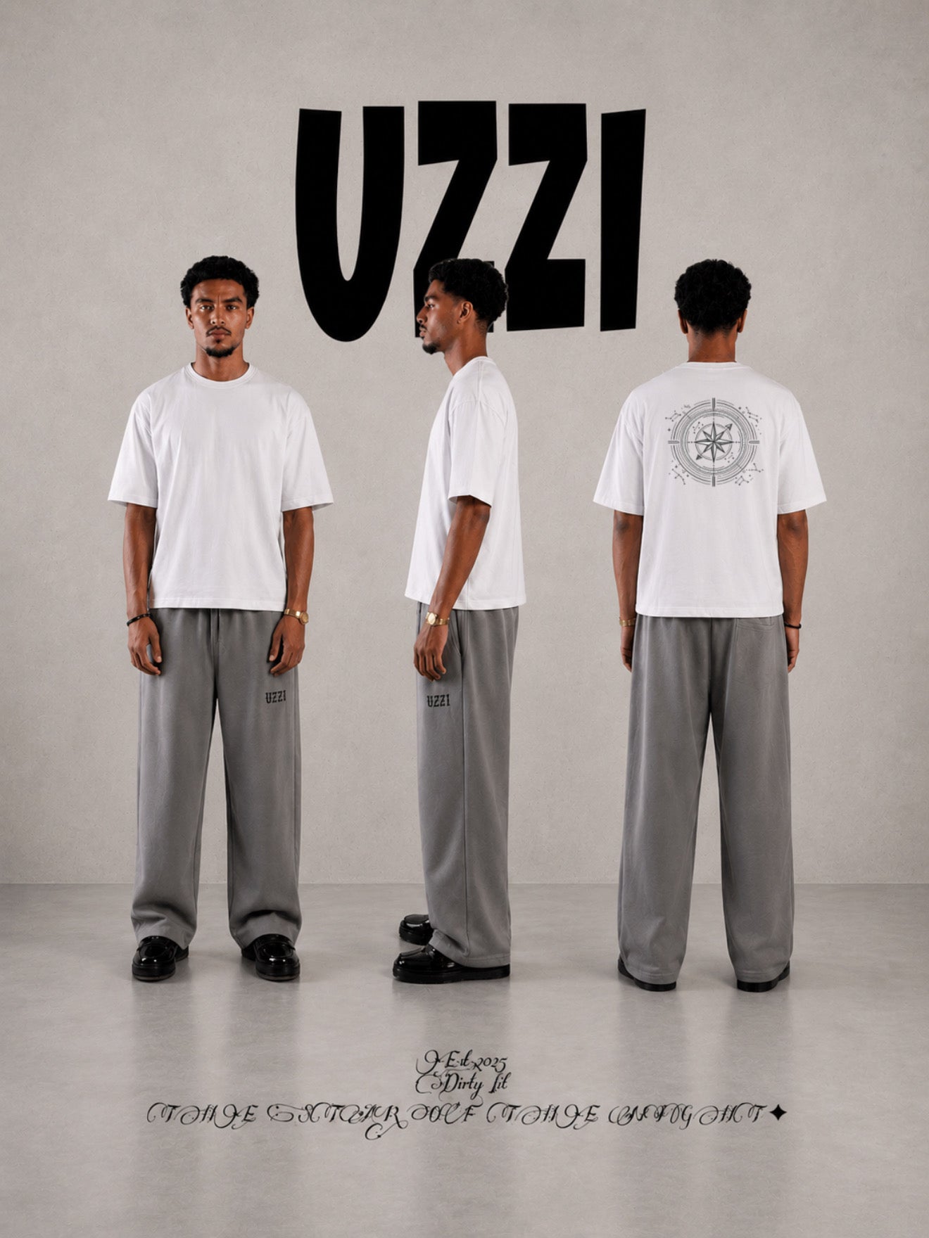 White UZZI Compass Tee